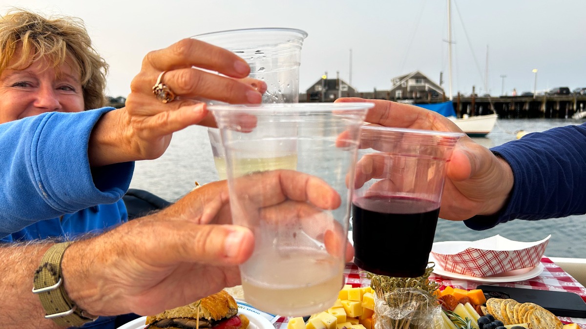 Guests toasting their glasses